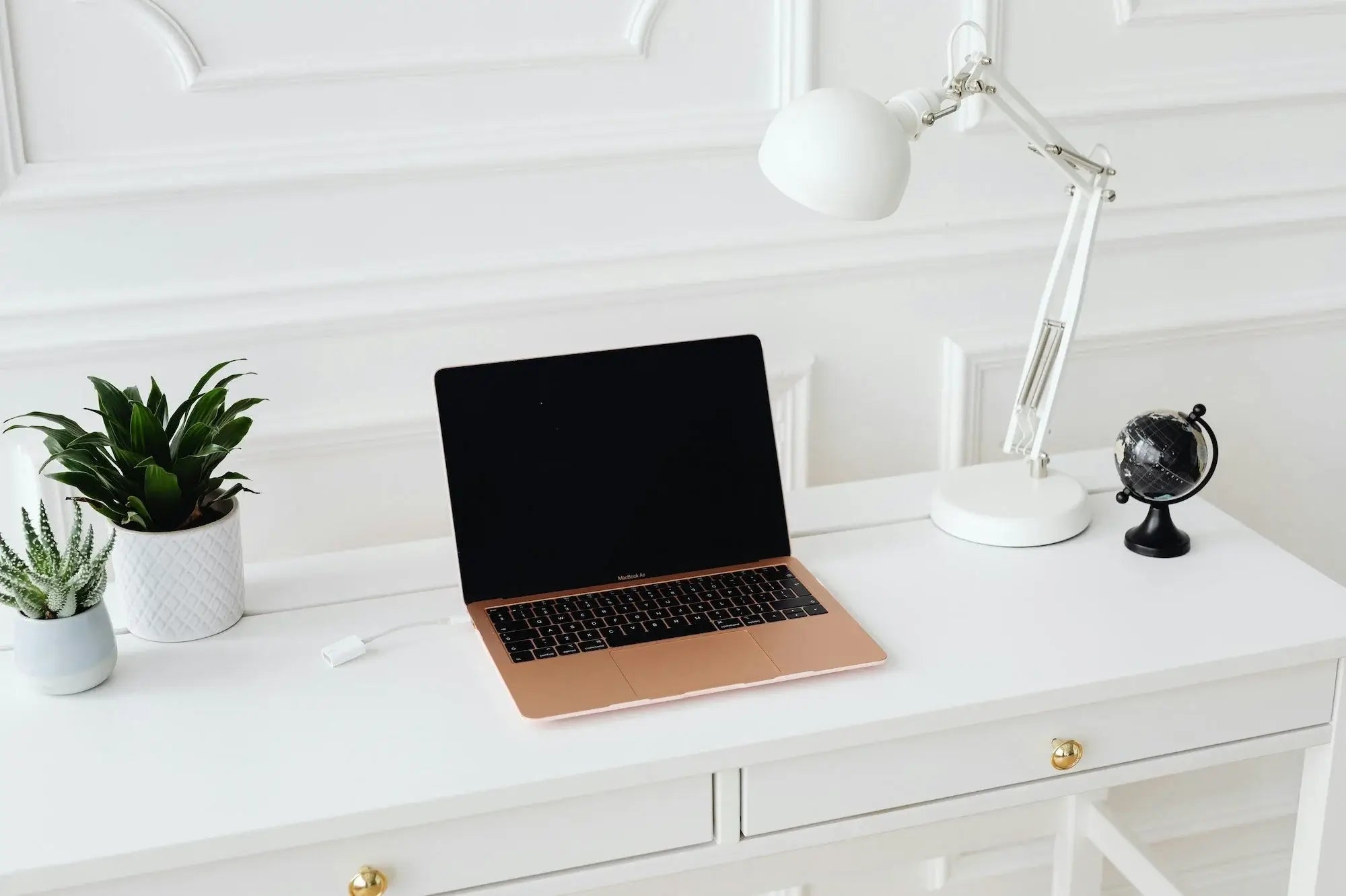desk with laptop